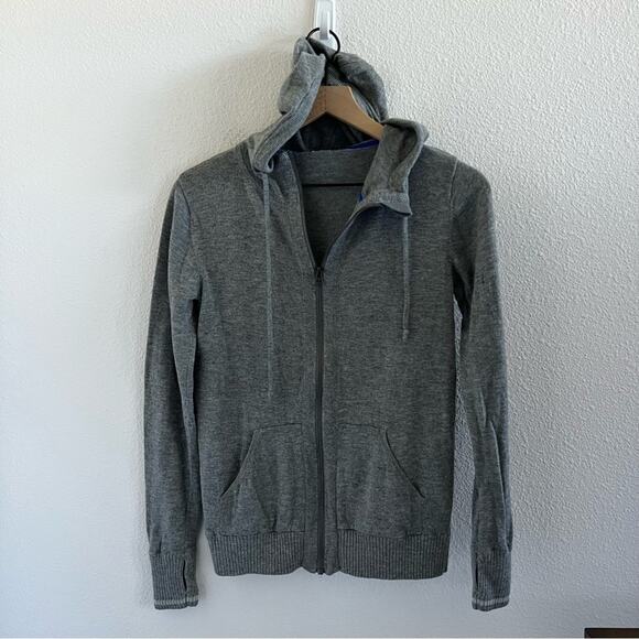 Lululemon Wool Blend Gray Front Zip Hooded Sweatshirt Sweater 4 - Picture 1 of 8